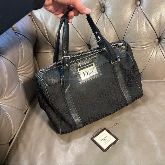 Dior Handbags - Christian Dior Vintage black canvas Diorissimo Boston bag Satchel Project Bag